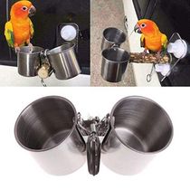 Metal Bird Parrot Food Water Feeding Bowl Pet Cage
