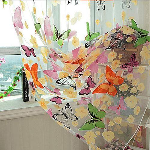 Butterfly Printed Tulle Voile Door Door Balcony