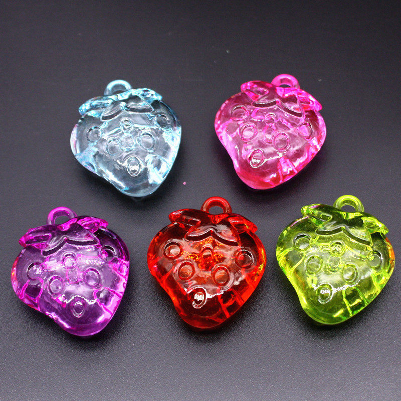 Children's Transparent Acrylic Imitation Crystal Fruit Strawberry Creative Beaded Pendant Rewards Children Digging Gem Toys