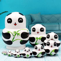 Russian doll doll 10 layers of panda wood made cute birthday gift for childrens puzzle toy