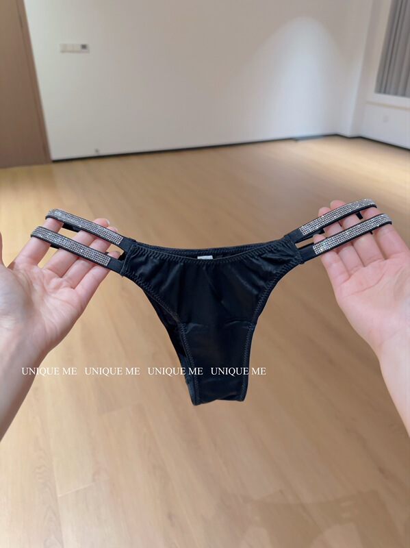 Victoria's Secret Double Belt Sexy Satin Rhinestone Panties Women's Thin Strap Hot Girl European and American Style Triangle Panties