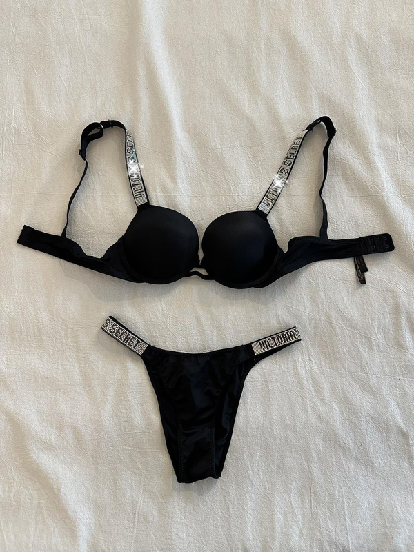 Victoria's Secret Rhinestone Strap Classic Soft Underwire Push-Up Bra Set for Small Busts, Side Breast Collection