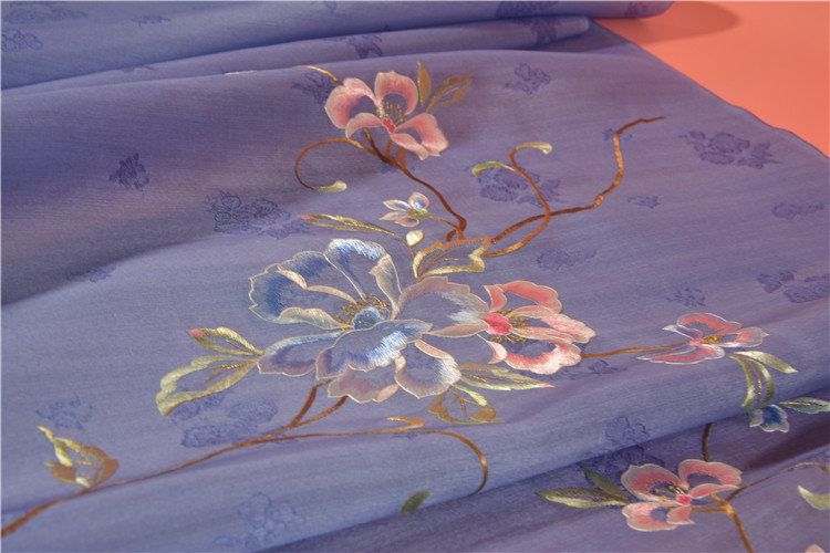 Silk hand embroidery Suzhou embroidery old embroidery embroidery piece purple line 3 mulberry silk high-end fabric