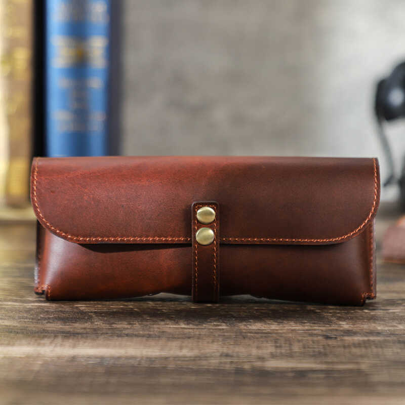 Retro Creative Genuine Leather Glasses Storage Box, Portable Sunglasses Case, High-End Gift, Supports Engraving