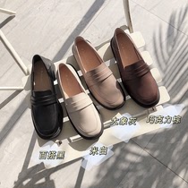 2022 new colleges Wind Inn Little Leather Shoes Girl Jk Uniform Shoes One Foot Pedal Lefu Shoes Thick Bottom Single Shoe Working Shoes