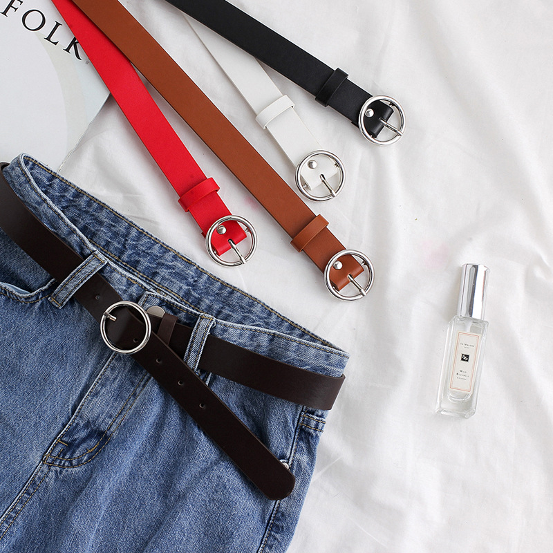 Black Net Red with the same belt lady hundred and casual Korean version in wind minimal jeans with belt decoration