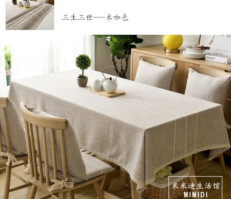 Mỹ khăn trải bàn vải cotton và linen màu rắn văn học bàn khăn trải bàn hiện đại nhỏ gọn vuông vòng sọc bảng bàn cà phê mat khăn trải bàn tròn