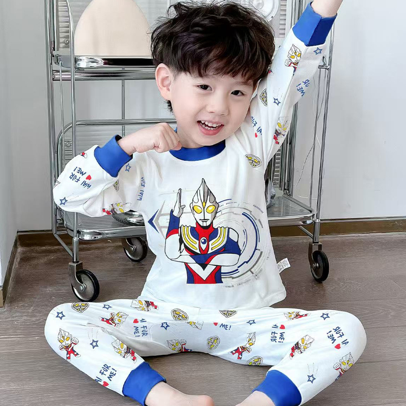 French Cenmis Ultraman Boys' Pajamas Children's Class a Pure Cotton Autumn Clothes and Pants Baby Knitwear Boys French Cenmis Ultraman Boys' Pajamas Children's Class a Pure Cotton Autumn Clothes and Pants Baby Knitwear Boys