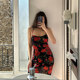 instahot printed suspender dress women summer 2024 new high waist slim sexy hip hip floral skirt trendy