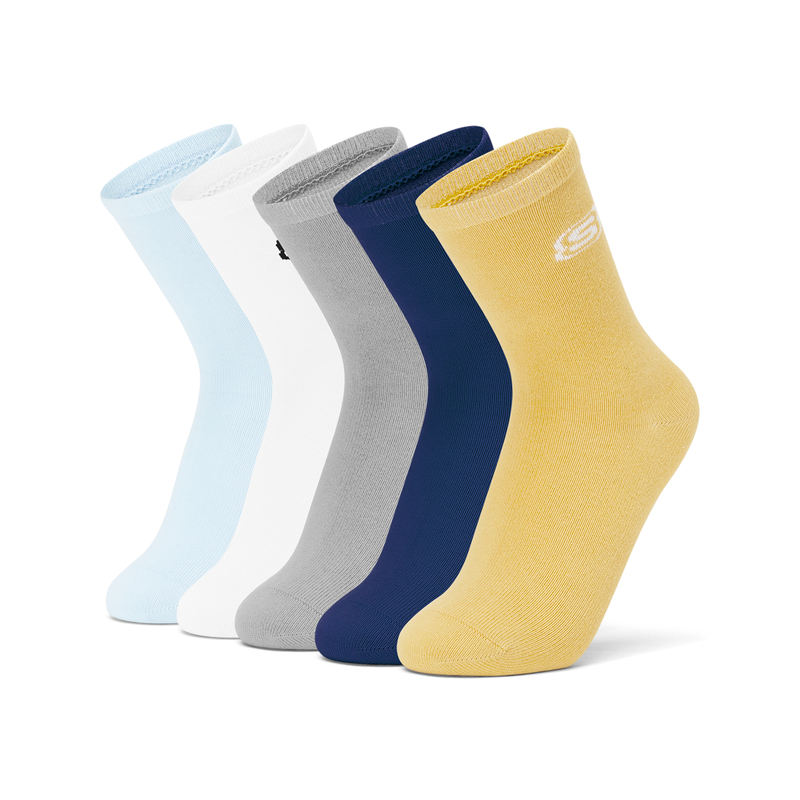 Skechers Children's Weekly Socks 2025 New Antibacterial Sports Socks Fashionable Mid-Calf Socks 5-Pair Pack