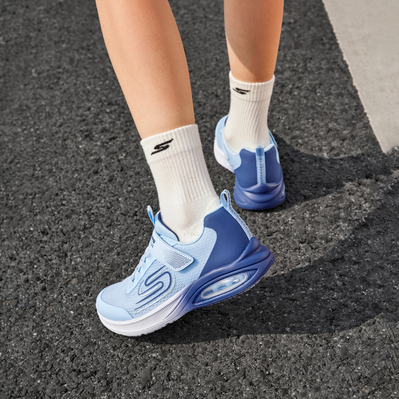 Skechers Wind Leopard Running Shoes for Boys, Velcro Mesh Air Cushion Shoes, Trendy Cushioning and Rebound Sports Shoes