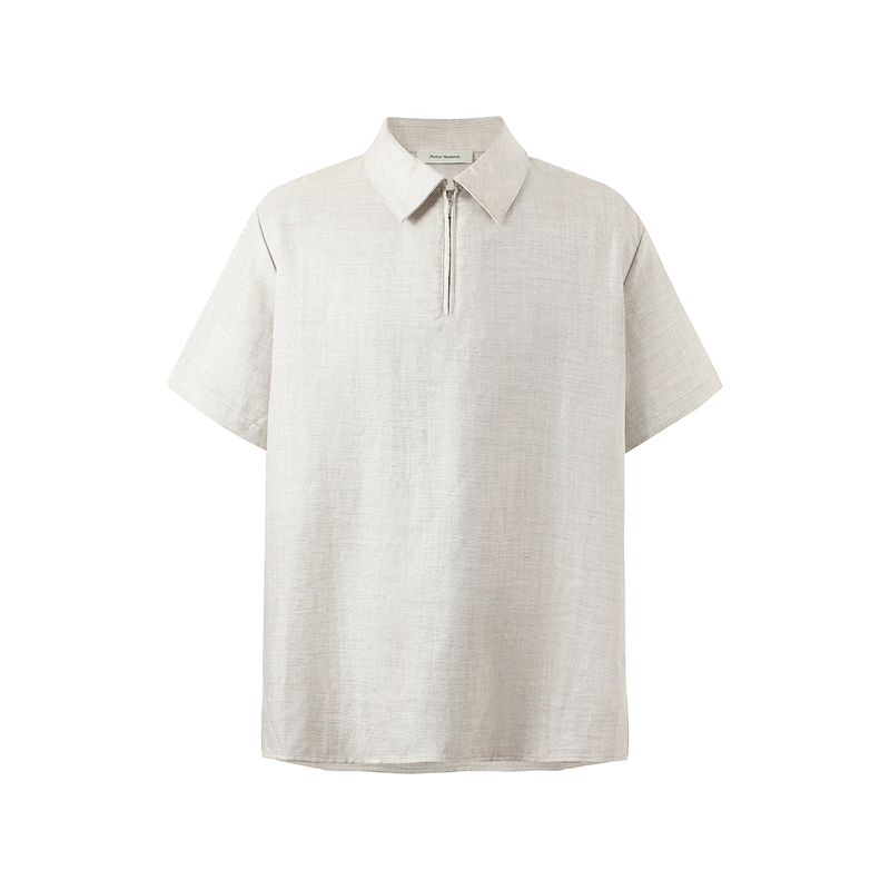 Pintor Homme Simple Style Linen Half-Zip Short-Sleeved Polo Shirt Lapel T-Shirt Pintor Homme Simple Style Linen Half-Zip Short-Sleeved Polo Shirt Lapel T-Shirt
