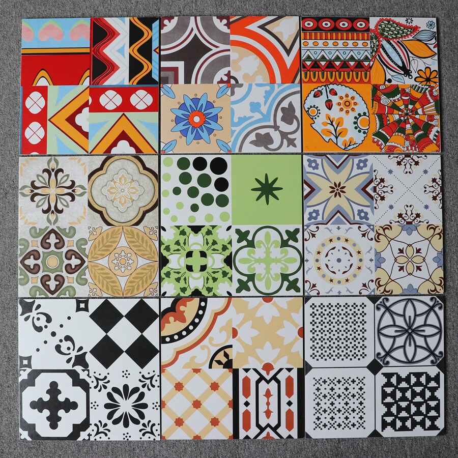 Eurostyle retro small flower brick 300x300 Colour parquet tiles Living room Bedroom Background Wall Kitchen Art Wall Brick