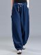 Cotton and Linen Drapey Lantern Pants for Women, Spring and Summer Vintage Loose Wide-Leg Casual Carrot Pants, High-Waisted Linen Pocket Pants