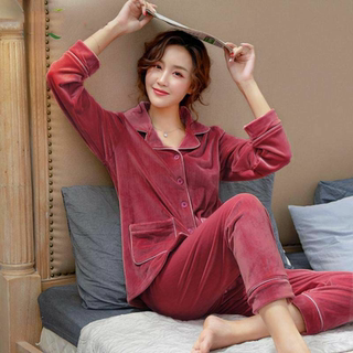 Coral Fleece Pajamas for Women, Autumn and Winter Thickened Warm Plus-Size Velvet Set, Winter Flannel Loungewear