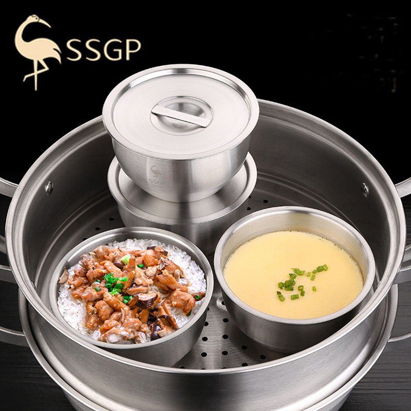 German three-four-steel steaming and flushing bowl home ceramic with lid baby steamed egg bowl simmer for small soup and simmer