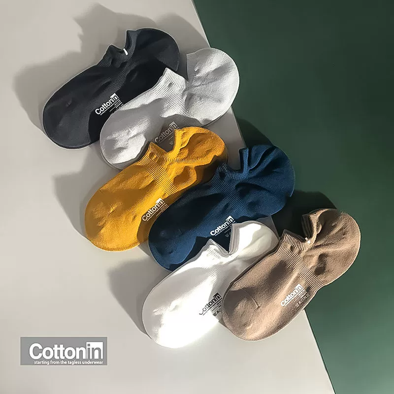 Vớ nam cotton đáy thuyền bít tất cắt thấp trong thủy triều miệng cạn vô hình mùa hè mỏng khử mùi thể thao ống ngắn - Vớ sợi tre