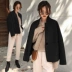 2018 mùa thu đông mới của phụ nữ Hàn Quốc đứng cổ áo nhỏ hương thơm gió hoang dã mỏng dày áo len ngắn áo khoác dạ nữ ngắn Áo khoác ngắn