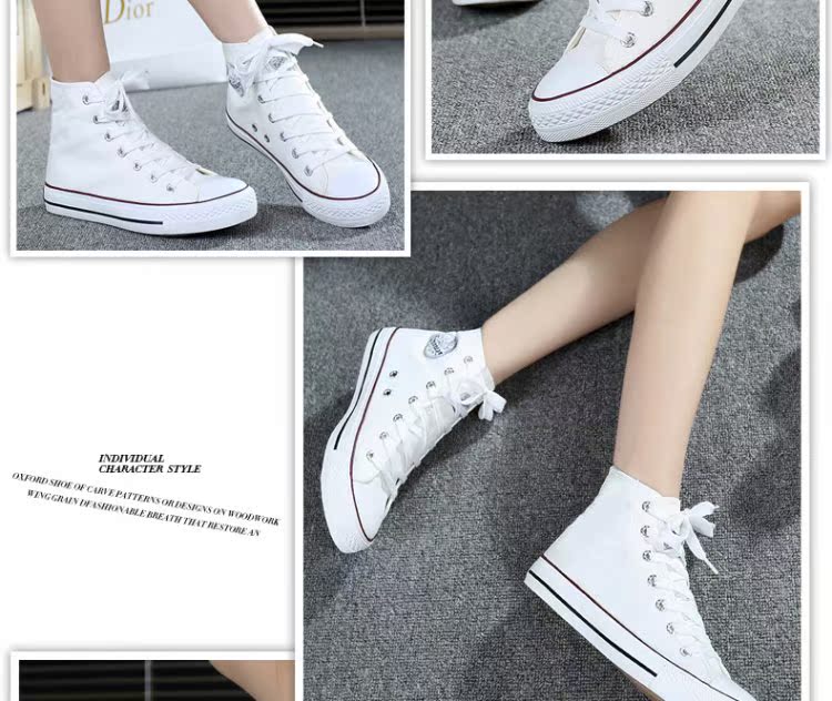 Kéo giày vải cao để giúp đôi giày thể thao đế bằng giày nam Giày nữ thoáng khí Phiên bản Hàn Quốc của thủy triều giày thể thao nữ đẹp