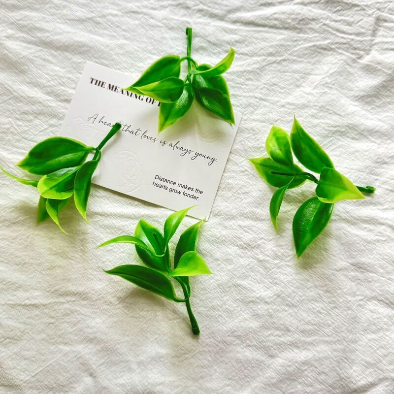 Simulated Three-Layer Tea Leaves Living Room Potted Plant Accessories DIY Aquatic Plants Green Plants Indoor Decorations Micro Landscape Landscaping Plastic Leaves