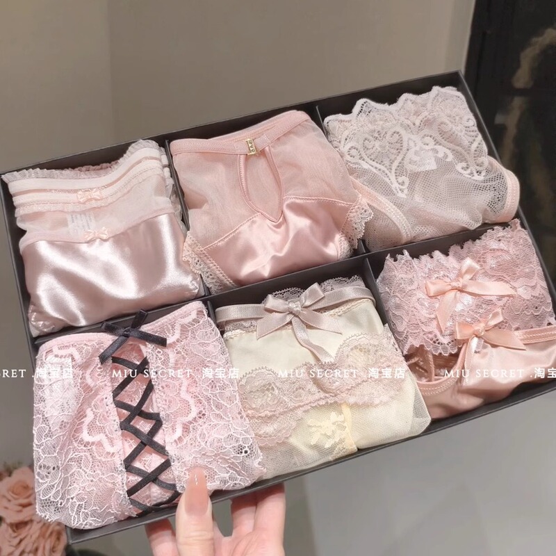 【French Style】Lace Panties for Women 2026 New Sexy Pure Desire Pure Cotton Bowknot Little Fairy Gift Box Set