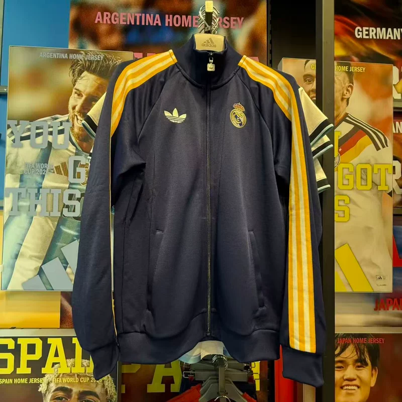 Почтенный оригинал Adidas Real Madrid клевер футбольная повседневная культура ретро пальто куртка KE3846