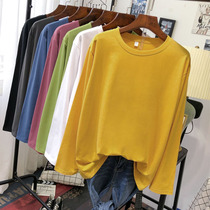 Extra large size 240 kg T-shirt womens solid color long sleeve spring 200 kg fat MM loose 300 kg plus fat plus base shirt