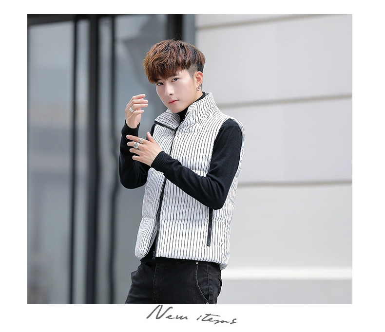 Vest nam mùa thu đông mùa thu Phiên bản Hàn Quốc của xu hướng cổ điển đẹp trai áo khoác xuống cotton ấm áp vest nam dày áo hoodie nam