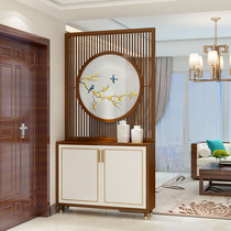 New Chinese Xuan Guan Cabinet Solid Wood Screen Partition Living Room Embroidery Double-sided Entrance Door Partition Screen Shoes Cabinet