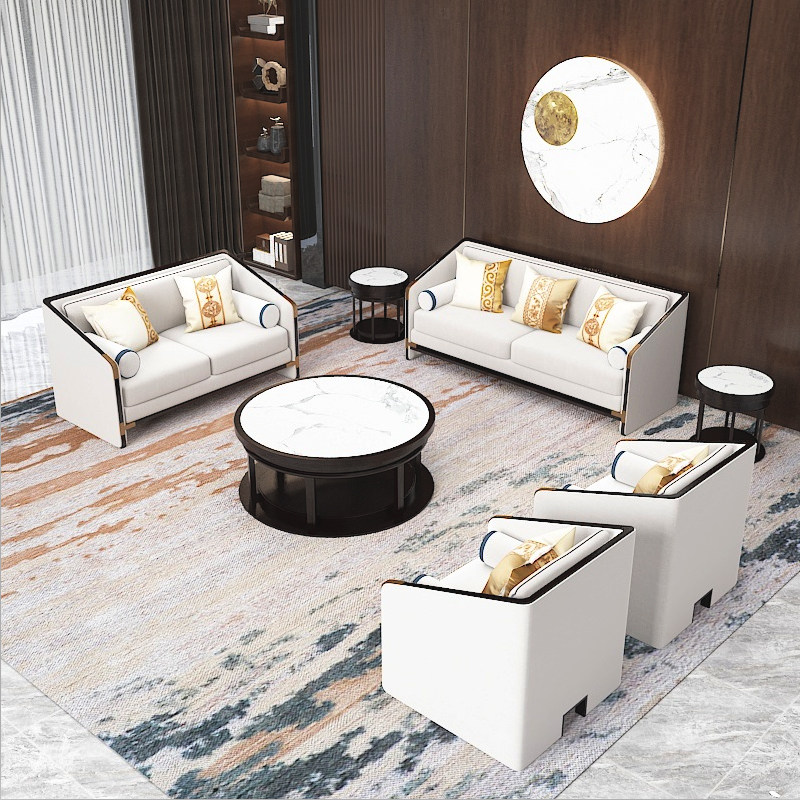 New Chinese Solid Wood Sofa Combined Full House Custom Modern Chinese Living Room Prototype Room Light Lavish Sofa Kit Innate