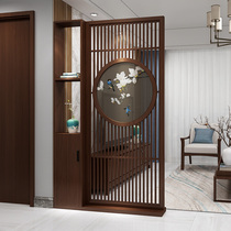 Double-sided embroidery screen solid wood partition living room entrance into the house Xuanguan New Chinese office modern minimalist shelve wall