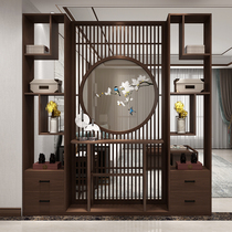 Embroidery new Chinese living room shelf screen wooden porch partition Chinese decorative cabinet room double-sided cover