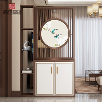 Entry to the door barrier screen shoe cabinet integrated solid wood new Chinese style double-sided with painting living room partition decoration Net Red