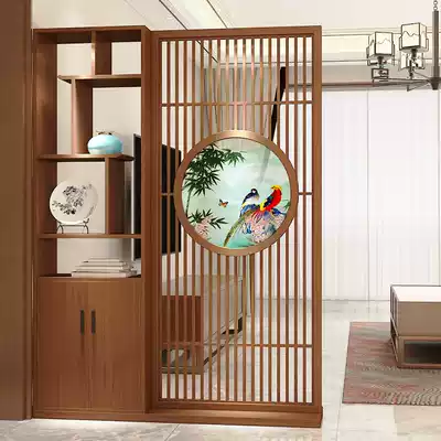 Living room entrance cabinet shelf screen New Chinese style full solid wood with cabinet partition double-sided multi-layer Bogu rack design