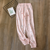 Lady Loose Day Ensemble COTTON LONG PANTS CLOSED PANTS MAN COTTON HOME SLEEPING PANTS