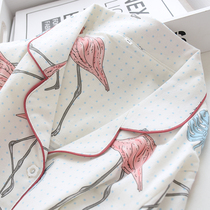 Simple Korean cotton knitted cotton Womens pajamas pajamas long sleeve trousers suit cotton Fresh Girls