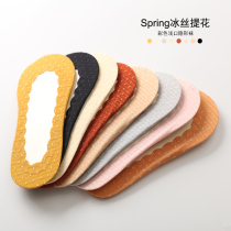 Spring Summer Girls Ice Silk Jacquard Invisible Socks Day Department Brief Silicone Anti Slip Shallow Mouth No marks Colorful Boat Socks Thin breathable