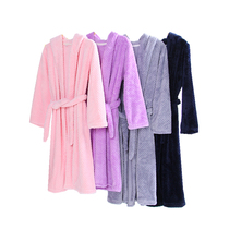 Autumn and winter new warm flannel mens and womens bathrobe couple hooded all