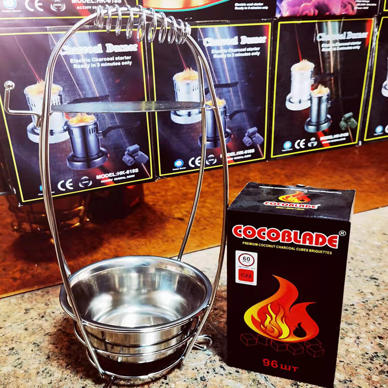 Portable Charcoal Basket Bar Hookah Charcoal Tote Basket Coconut Shell Charcoal Hookah Charcoal BBQ Portable Charcoal Plate