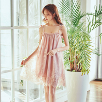 Princess sling nightdress female summer small sexy lace cute Super fairy wind girl shoulder nightgown spring and autumn