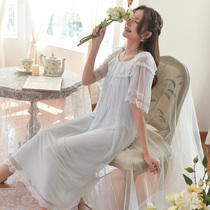 2022 New Sleeping Dress Woman Summer Thin style Sexy pure desire Wind Modell High feeling short sleeve palace Palace Wind Pyjamas