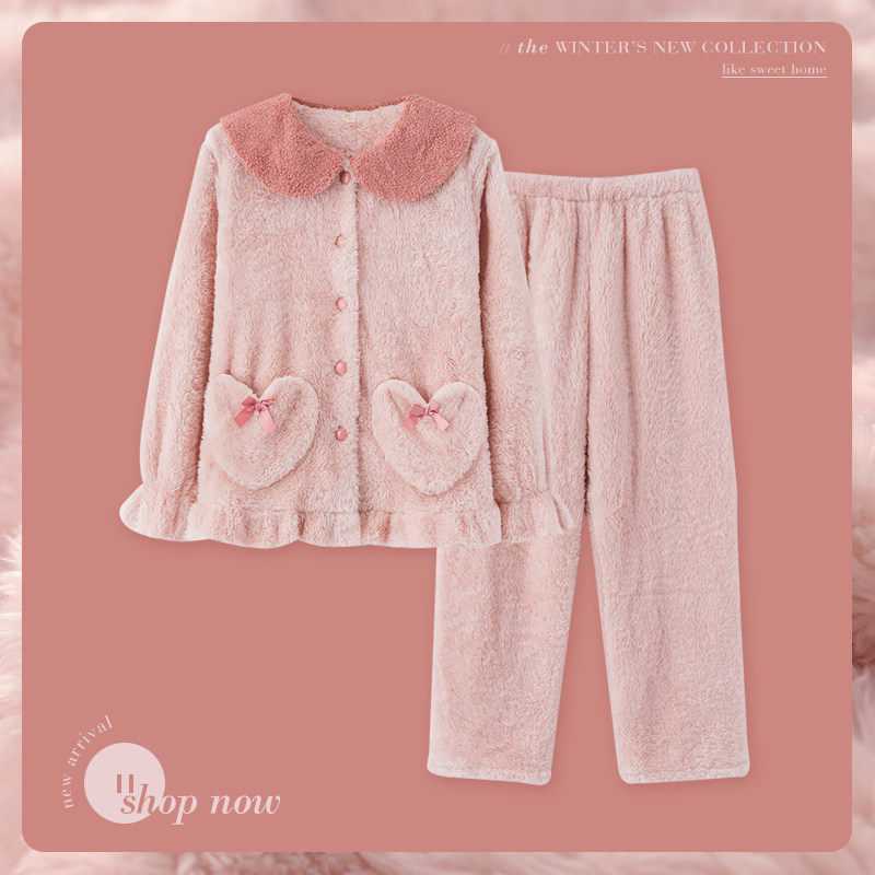 Mrs. Sili's pajamas women's autumn and winter coral fleece cute Japanese sweet ins2021 new winter net red style