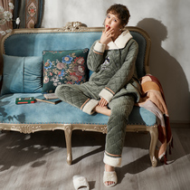 Mrs. Silie Winter Sleeping Women Coral Suede Thickened with Flannel Triple Clip Cotton Winter Ultra-Thick Cotton Padded Jacket