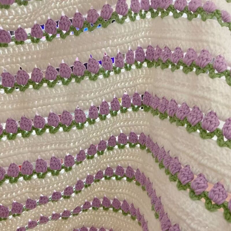 Tiktok-Style Tulip Blanket DIY Knitting Yarn Ball Crochet Handmade Material Kit with Tutorial for Beginners