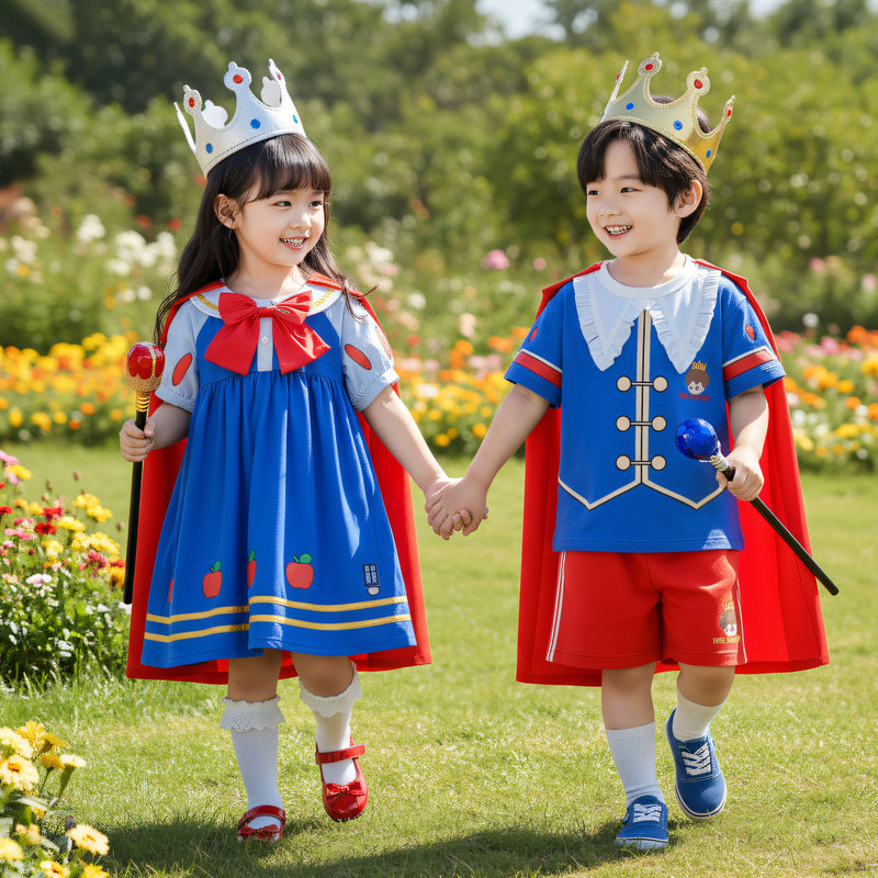 Children's Performance Costumes for Boys and Girls, Prince and Princess Fairy Tale Cosplay Outfits, Queen Dance Performance Costumes