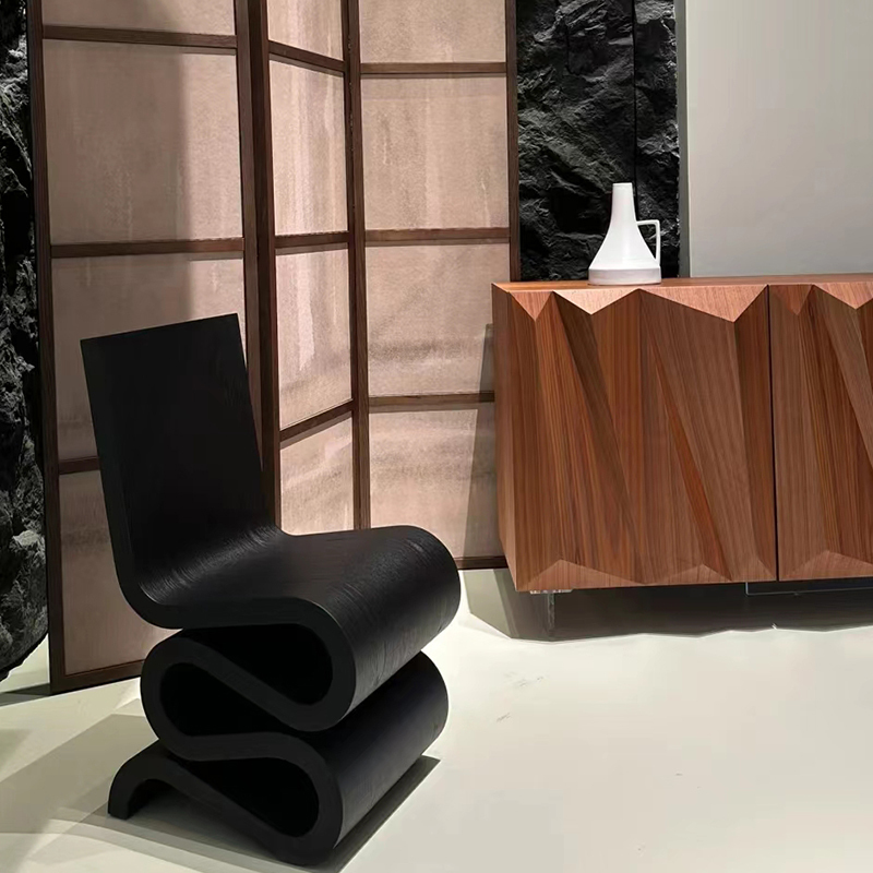 Nordic Art Designer Creative Irregular Folding Chair S-Shaped Curved Single Chair Model Room Backrest Leisure Chair