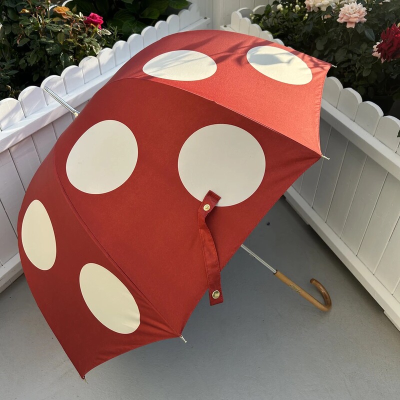 Japanese-Style High-Appearance Retro Fresh Red Mushroom Large Polka Dot Cat Apollo Arched Vinyl Leopard Print Sunshade Umbrella