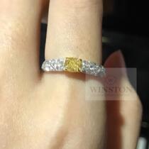 (Westin Jewelry) Small exquisite natural yellow diamond antique craft ball edge diamond 18K two-color gold ring