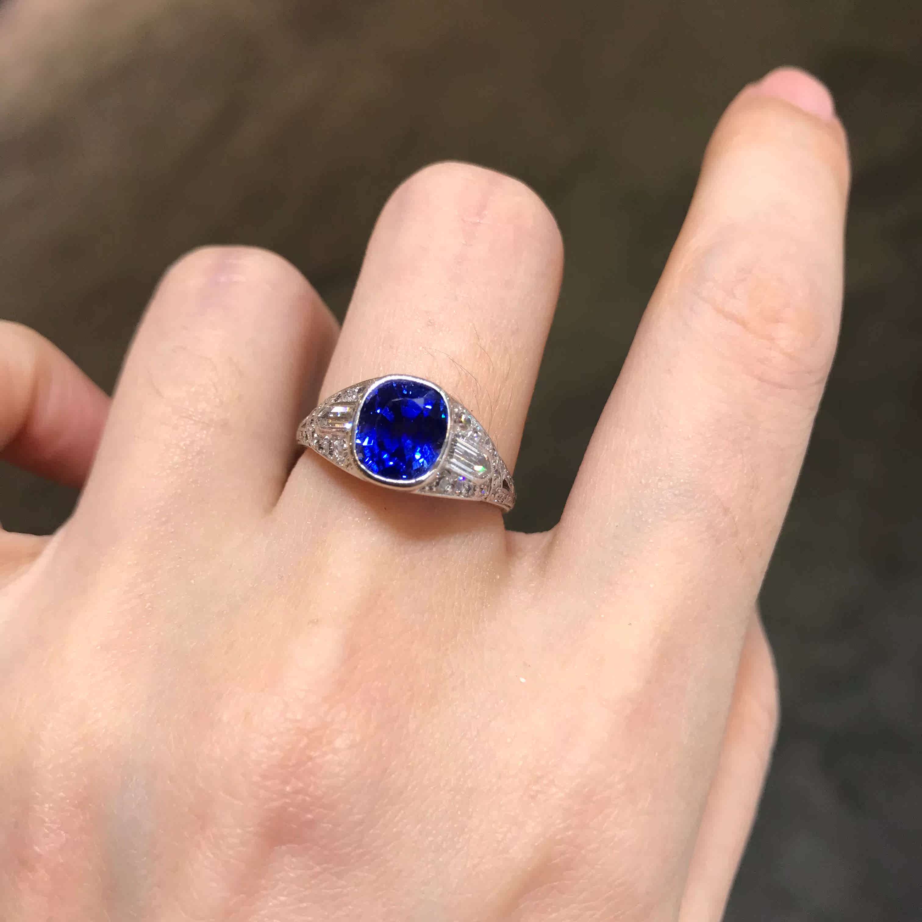 (Westin) Sold 2 72ctAGL and Ancient Berlin Sapphire Custom Diamond Ring