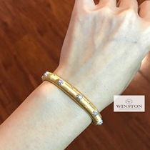 (Winston) Italy imported 18k gold handmade woven gold craft diamond two-color gold white gold bracelet